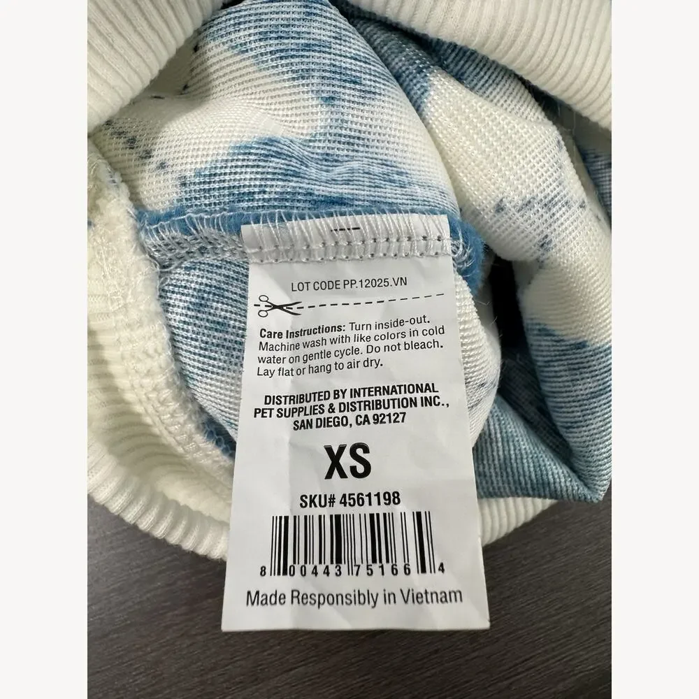 Blue White Argyle Fleece Dog Sweater Size XS Preppy Cozy Winter Small Breed